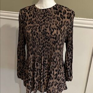 Adrianna Papell Brown Leopard Print Blouse small medium